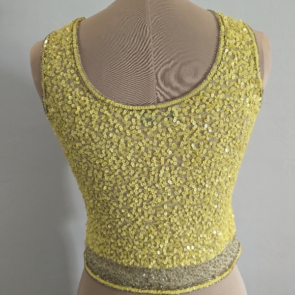 Miss Selfridge beaded top Size 4 Yellow and faded silver beads - Picture 5 of 5